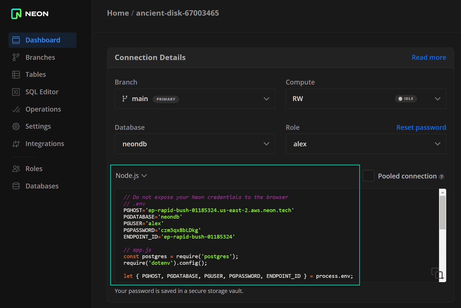 Language and framework connection examples