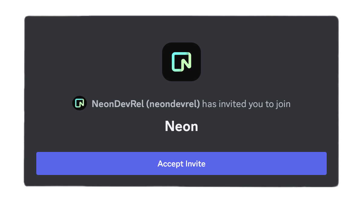 Neon Discord invite dialog.